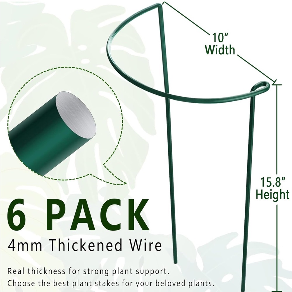 6 Pack Plant Support Stakes Tall Plant Holder Sticks (10" W X 15.8" H) - Picture 2 of 8